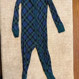 Little Sleepies Emerald Plaid Footie - Blue and Green